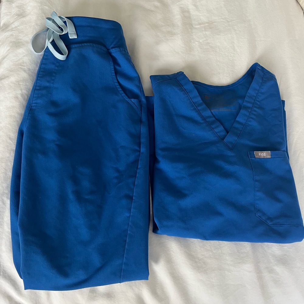 Figs Royal Blue Scrub Set